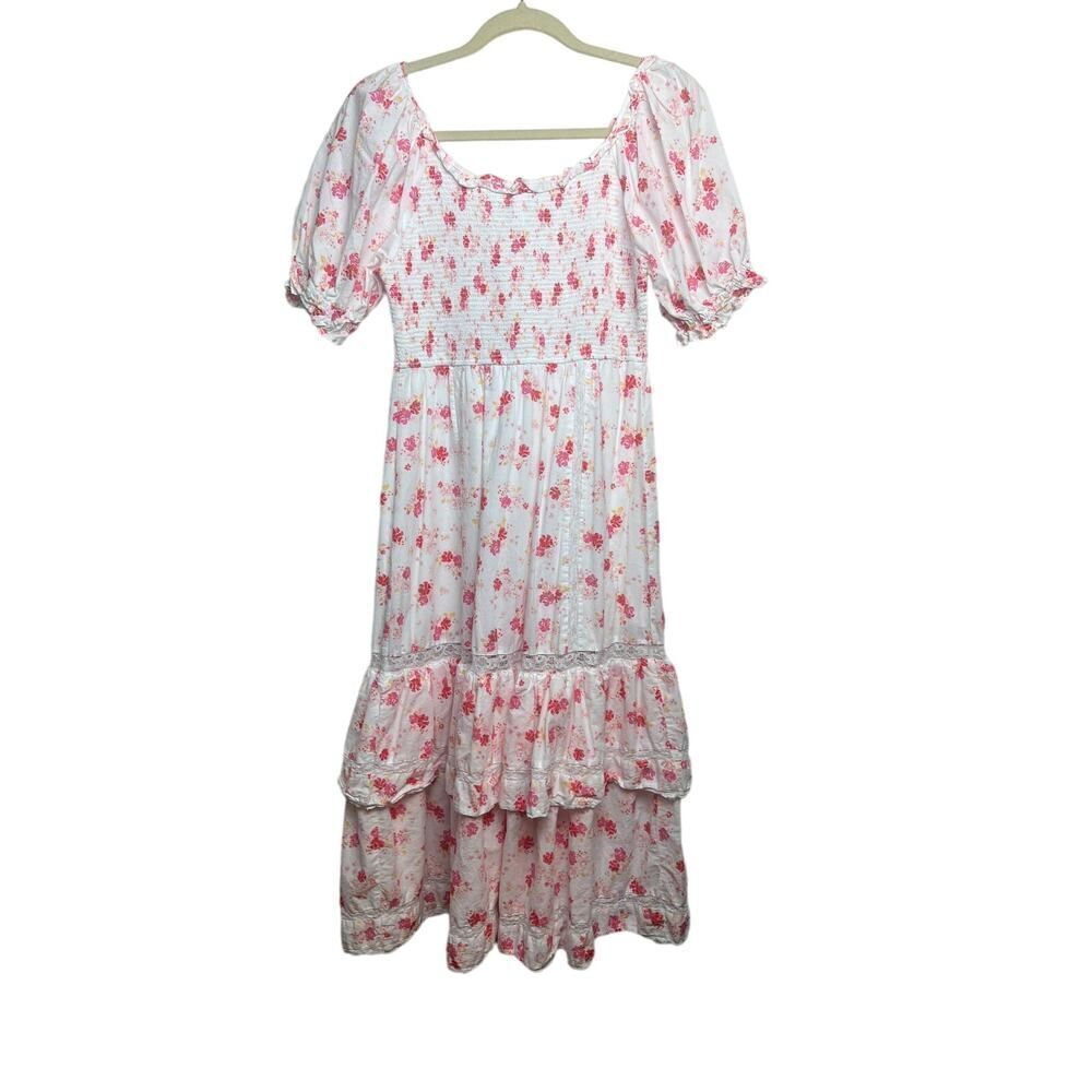LoveShackFancy x Target Cosette Smocked Pink Floral Dress Sz. M - Picture 7 of 9